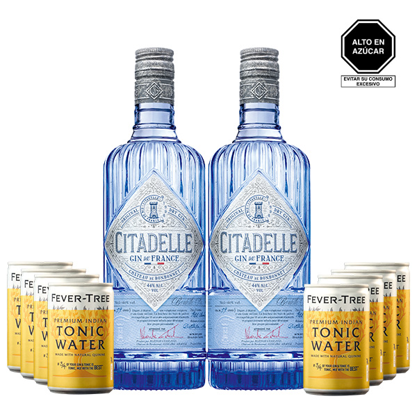 Citadelle Gin 750ml x 2 Botellas + GRATIS: 8 Latas Agua Tónica Fever-Tree Premium Indian