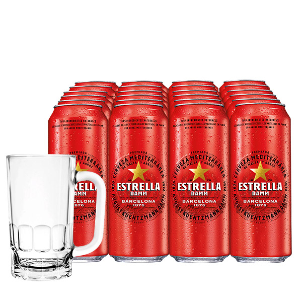 Estrella Damm Lata 500 ml x 24 latas chopp cervecero