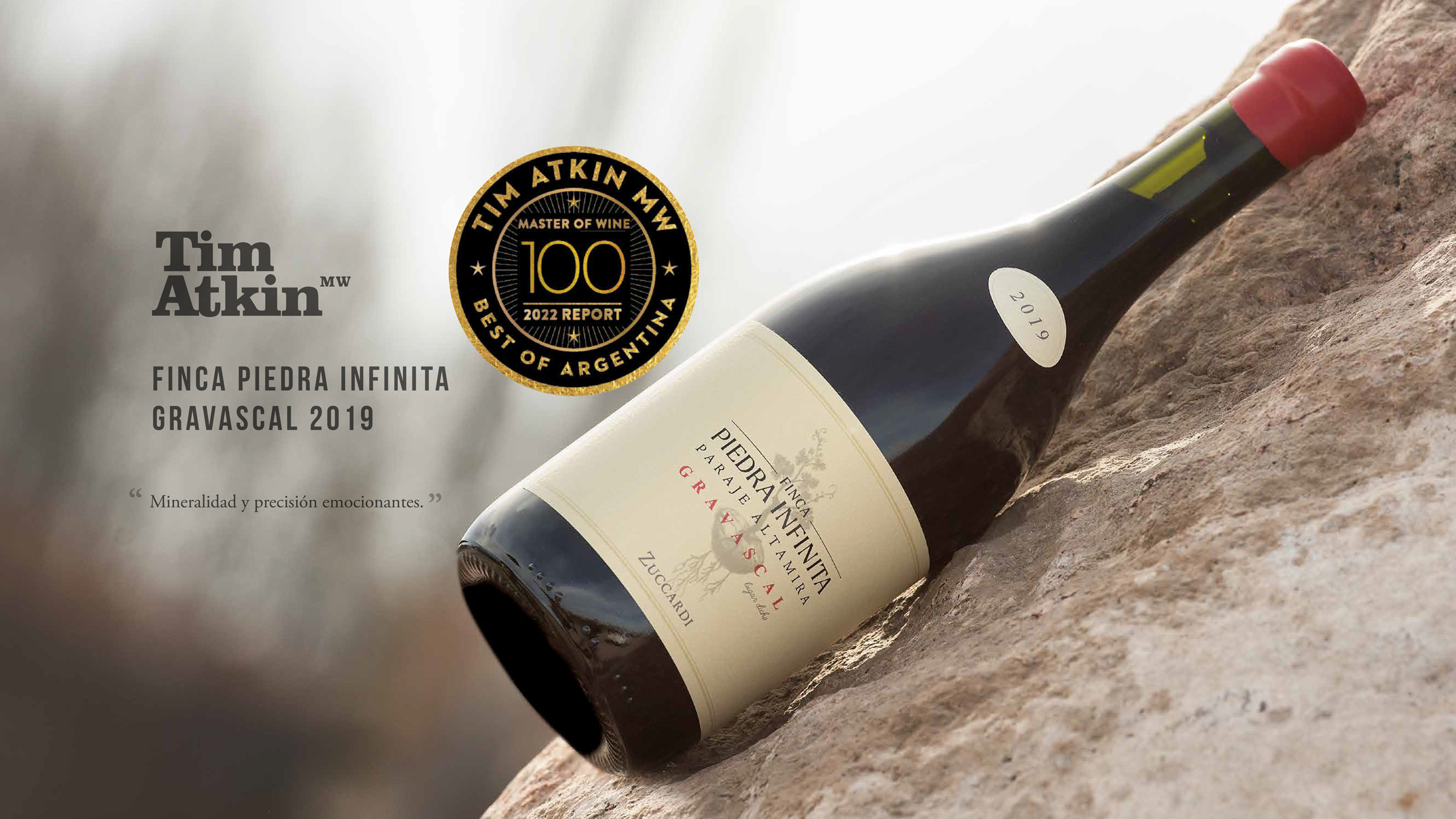 Vino Zuccardi Piedra Infinita Gravascal 2019 calificado con 100 puntos por Tim Atkin