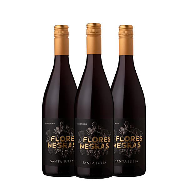 3 Botellas de Vino Tinto Argentino - Santa Julia Flores Negras Pinot Noir