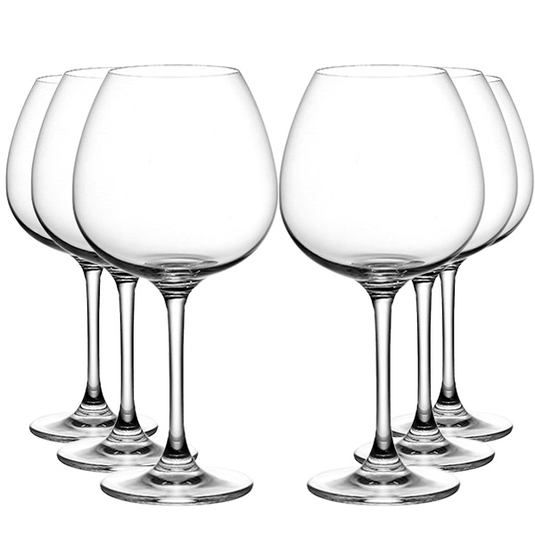 Set de 6 copas de cristal de 660ml, perfectas para cualquier ocasión especial.