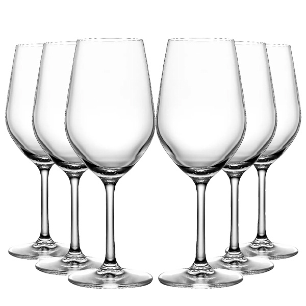 Set de 6 copas de cristal de 460ml, perfectas para cualquier ocasión especial.