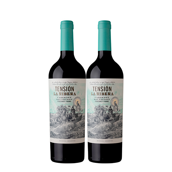 2 Botellas de Vino Tinto Argentino Tensión la Ribera Cabernet Sauvignon Cabernet Franc de 750ml