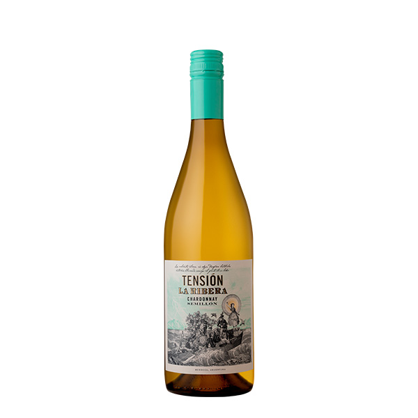 Botella de Vino Blanco Argentino Tensión la Ribera Chardonnay Semillon de 750ml