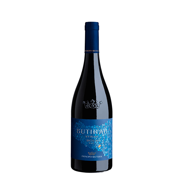 Vino Principi di Butera Butirah Syrah Sicilia DOC, botella de vino tinto siciliano